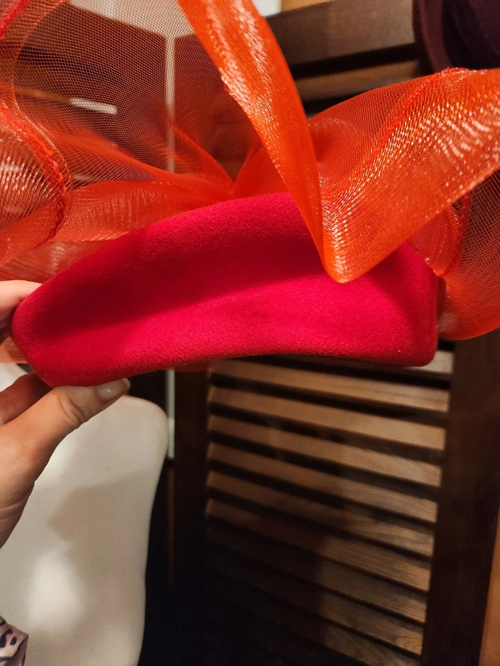 Vintage Red Sculpted Organza Cocktail Hat